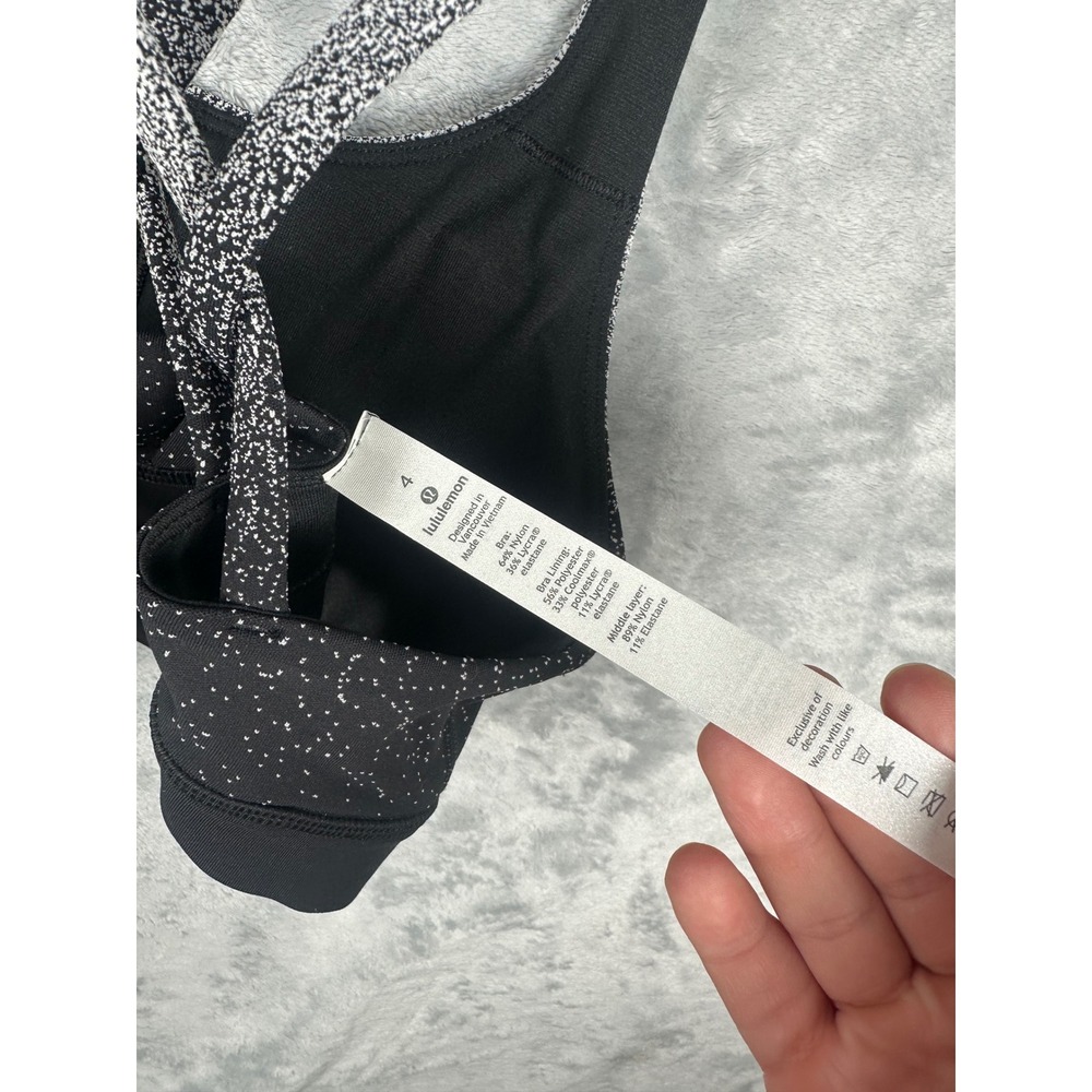 Lululemon Energy Bra Ice Pixie Black White Ombre Speckled LW2AN7S Size 4 NWT - Picture 6 of 7